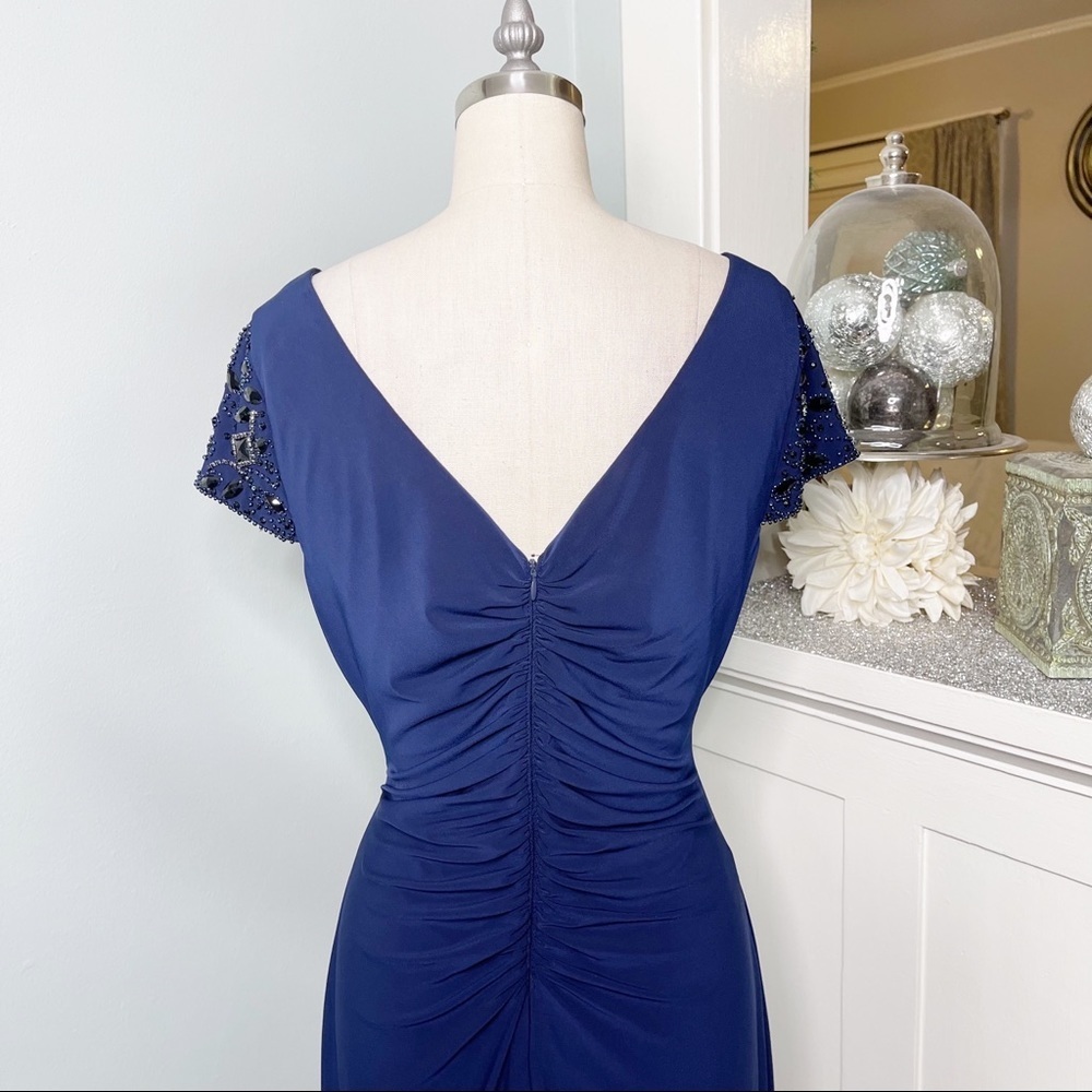 Eliza J Ruched Sheath Dress Formal Party Navy Blue 12 Large - Picture 7 of 10